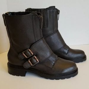 CALVIN KLEIN 'Suzetta' Boots LEATHER Sz 7 Y2K 90s Biker